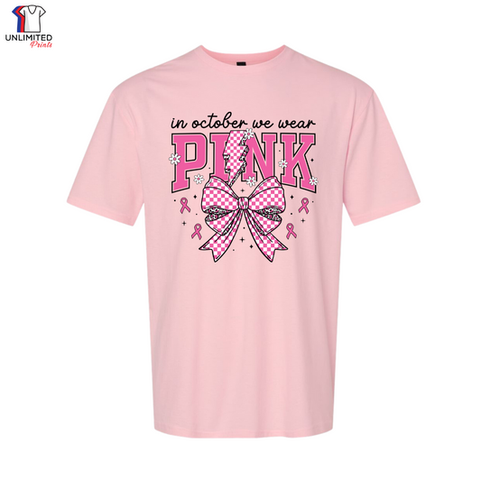 In October we wear Pink BOW Cotton Unisex T-Shirt