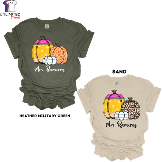 Personalized Pumpkins Teacher Soft-Style Unisex Cotton T-Shirt