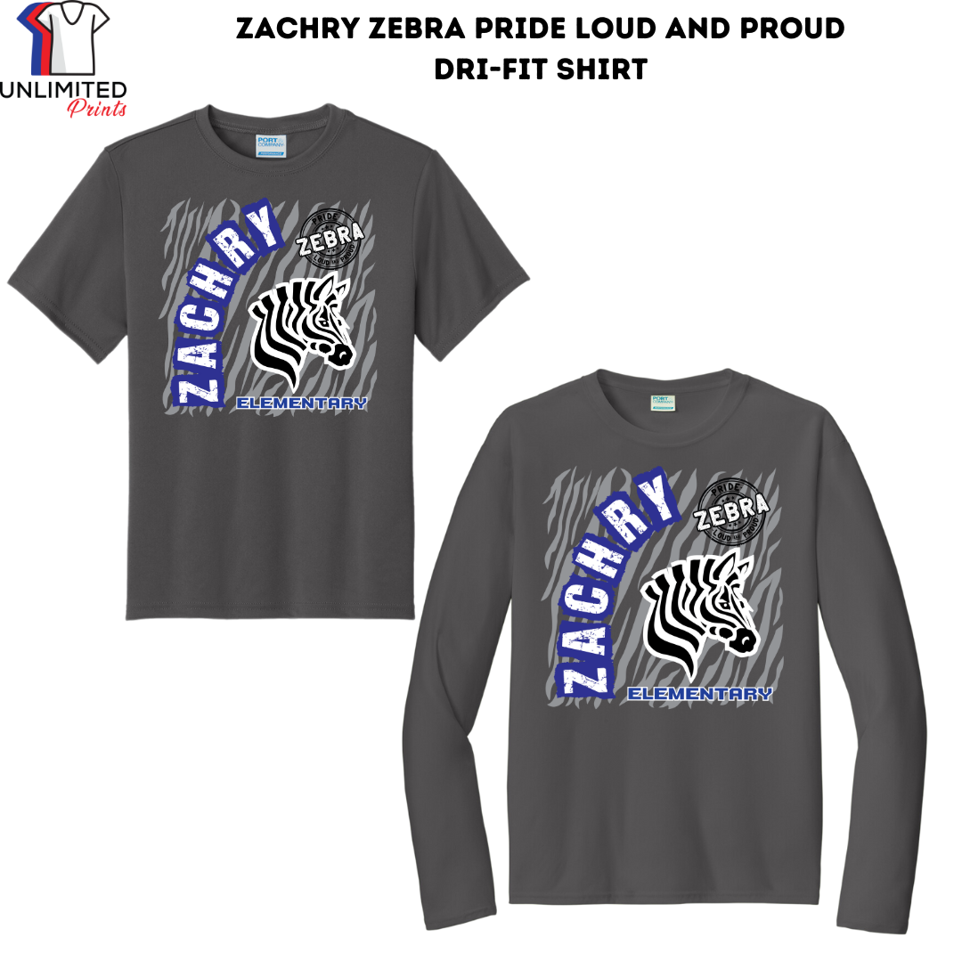 Zebra Pride, Loud and Proud  Charcoal Dri-fit Shirt