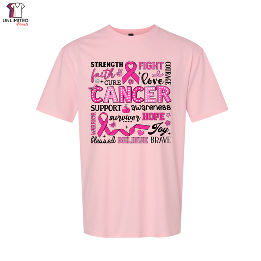 Breast Cancer Awareness Inspirational Collage Cotton T-Shirt