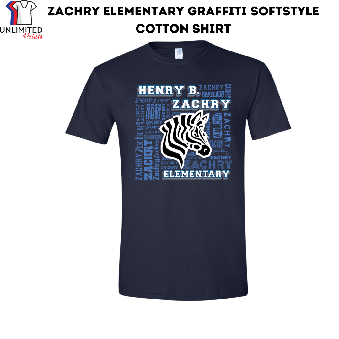 Zachry Elmentary Graffiti Navy Blue Soft Style Cotton Shirt