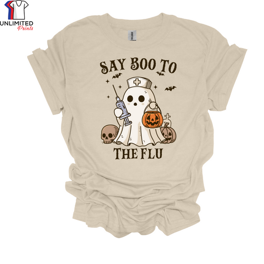 Say Boo to the Flu Soft style Unisex Cotton T-Shirt