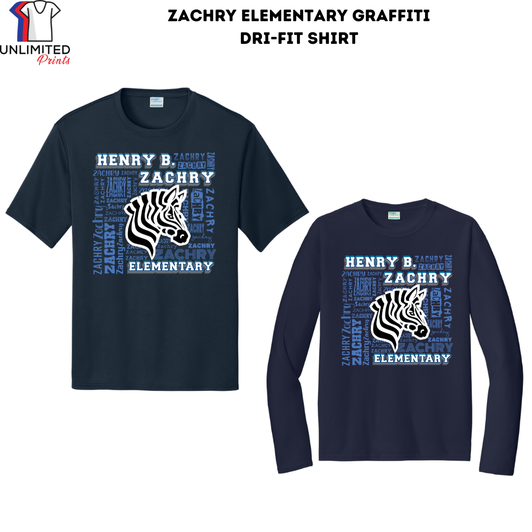 Zachry Elementary Graffiti Navy Blue Dri-Fit Shirt